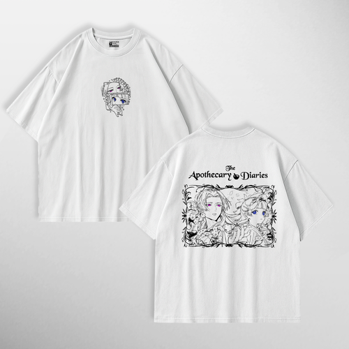 Camiseta Mao Mao x Shinji: Apothecary VII de The Apothecary Diaries, color blanco