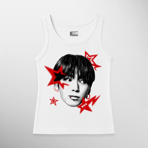 Camiseta manga sisa BTS: Jungkook, color blanco