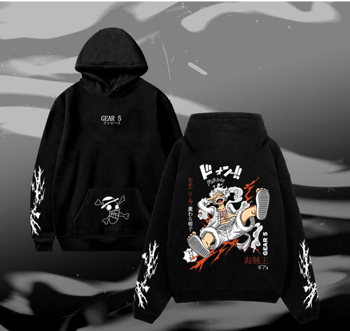 Hoodie Luffy: Gear 5 de One Piece, color negro