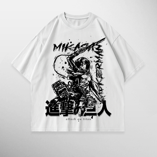 Camiseta Mikasa: Survey Corps de Attack on Titan, color blanco