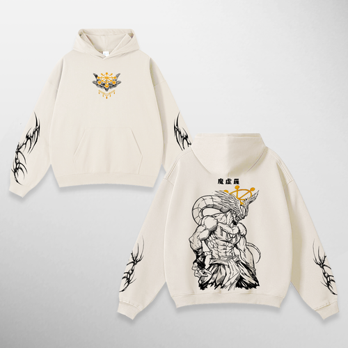 Hoodie Mahoraga: The divine general de Jujutsu Kaisen, color marfil