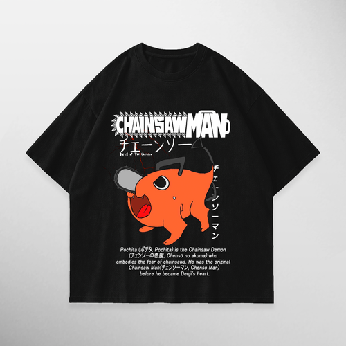 Camiseta Pochita: Chainsaw Devil de Chainsaw Man, color negro