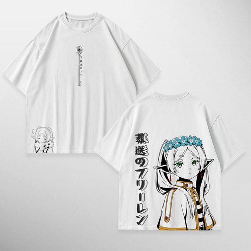 Camiseta Frieren: A spell for flowers, color blanco