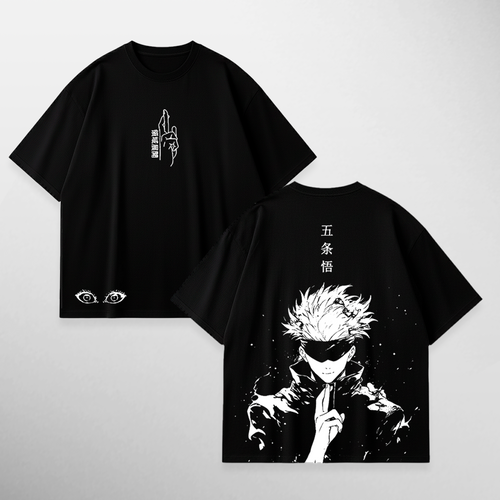 Camiseta Gojo: Unlimited Void de Jujutsu Kaisen, color negro