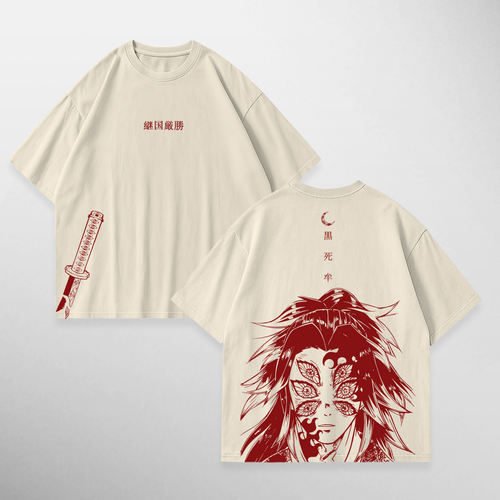 Camiseta Kokushibo: Upper One (Red) de Kimetsu no Yaiba, color vainilla