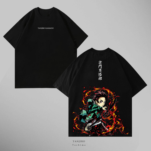 Camiseta Tanjiro Kamado: Hinokami Kagura, color negro